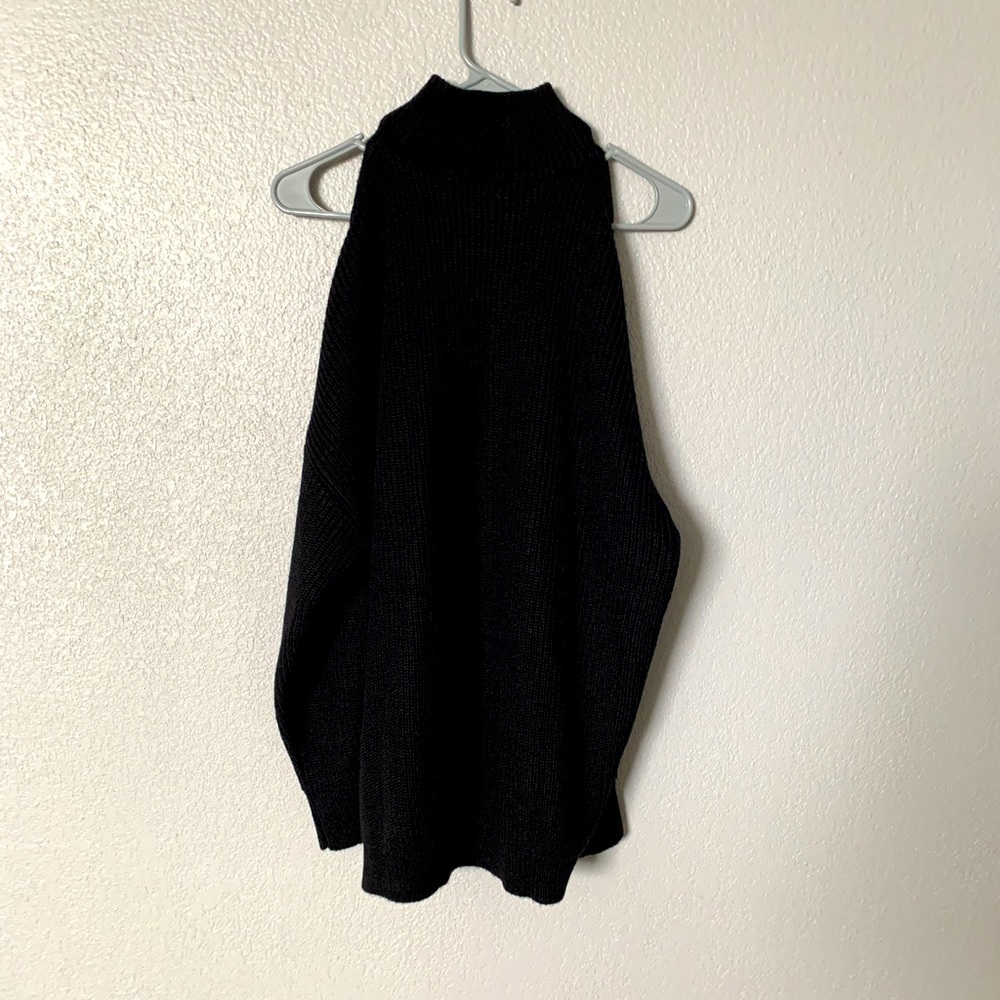 (V84) Venus Women’s Black Cold Shoulder Sweater Medium Long Sleeve Button Detail - Picture 4 of 10